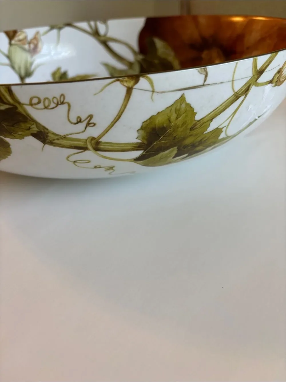 Williams Sonoma Botanical Pumpkin Large Serving Bowl Thanksgiving Autumn 14”